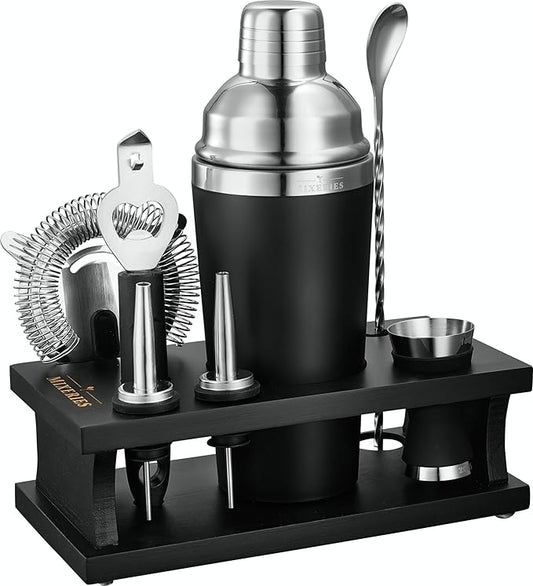 Excellent Grip Mixology Bartender Kit - Drink Mixer Set with All Essential Bar Accessories - Premium Bar Tool Set for The Ultimate Home Bar Experience, Housewarming Gifts New Home (Black)