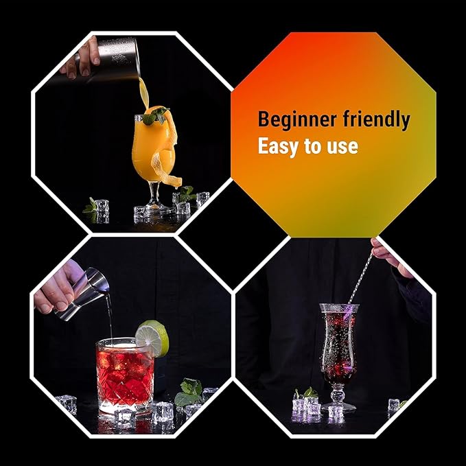 Lexenic Cocktail Shaker with Measurement Lid - Vacuum Insulated (Grey Butterfly)