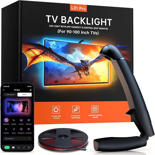FFJ TV Lights That Change with TV, 21.3ft Cuttable TV LED Backlight for 90-100 Inch Screen and PC Monitor, TV Backlight with Sensor, Smart App Control, Game & Music Sync Color Changing Light