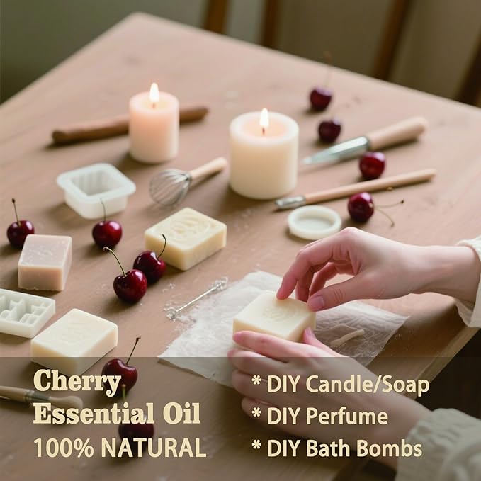 Cherry Fragrance Oil-Cherry Essential Oil 16.33oz (490ml)-100% Pure Natural Scent for Diffusers, Candles, Soap Making & Aromatherapy | Relaxing Home & Gift Essential Oil for Bath, Massage