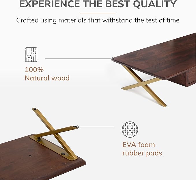 Anji Mountain Monitor Stand - Desktop Organizer & Laptop Riser, Ergonomic Monitor Riser, Space-Saving Monitor Stand for Desk, Durable Construction, Easy Assembly, Ideal for Home & Office,Walnut