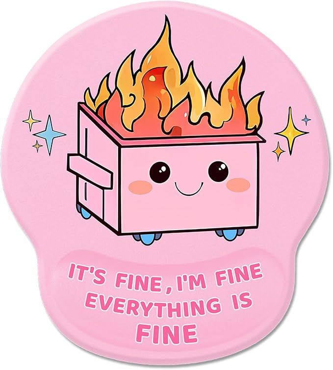 Ergonomic Mouse Pad with Wrist Rest, Funny Cute Dumpster on Fire Mouse Pads Wrist Support for Desk, Comfortable Computer Mousepad for Gaming Laptop Work Home Accessories Office Supplies Decor