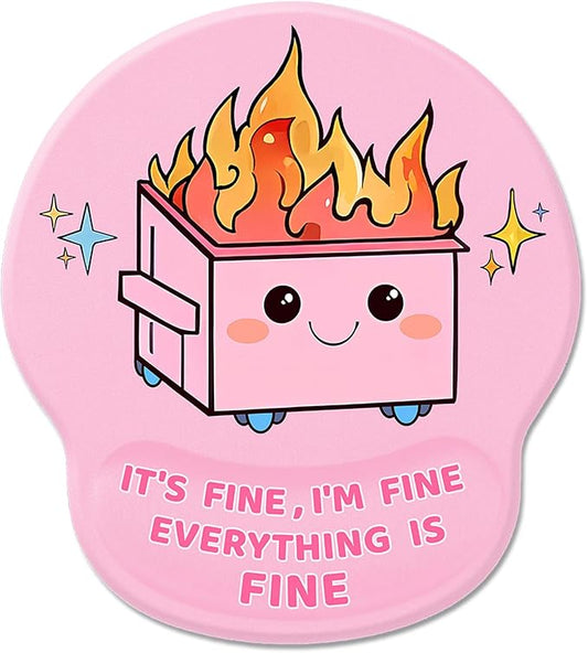 Ergonomic Mouse Pad with Wrist Rest, Funny Cute Dumpster on Fire Mouse Pads Wrist Support for Desk, Comfortable Computer Mousepad for Gaming Laptop Work Home Accessories Office Supplies Decor