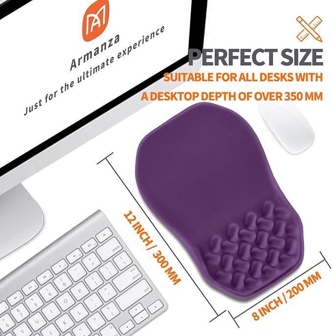 Ergonomic Slope Mouse Pad Wrist Support, Wrist Rest Mousepad for Carpal Tunnel Pain Relief with Massage Bulge and Slow Rebound Memory Foam (12x8 inch, Deep Purple)