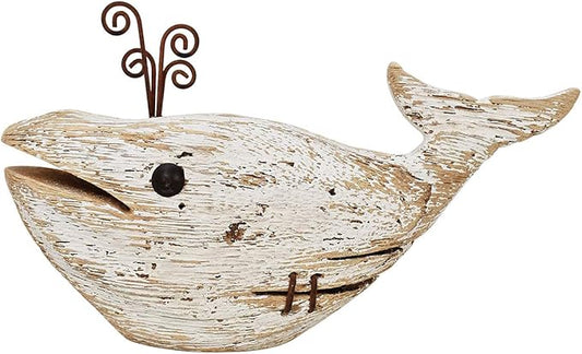Morning View Whale Decor Tabletop Nautical Decor Wood Whale Sculpture Rustic Whale Statue Carved Figurine Coastal Home Beach House Decor Ocean Mediterranean for Shelf Bathroom 4.72 Inch Tall