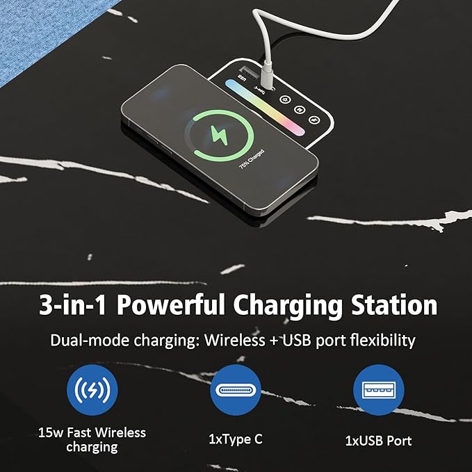 LED Coffee Table, 47.2" Lift Top Coffee Tables with Drawers and Large Storage, Smart Living Room Table with Wireless Charging & Bluetooth Speaker, Dining Center Tables with Storage Shelf