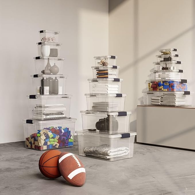 Superio Mini Storage Bins with Lids- Clear Boxes for Organizing, Stackable Plastic Containers- BPA Free, Non-Toxic, Odor Free, Organizer for Home, Office, Dorm, 3.5 Qt, 5 Pack