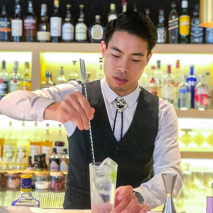 JETKONG 4 Pcs Bar Spoons Cocktail Mixing Spoon 12-Inch Bar Stirring Spoon Stainless Steel Cocktail Stirrer, Long Handle Drink Stirrers Cocktail Spoons