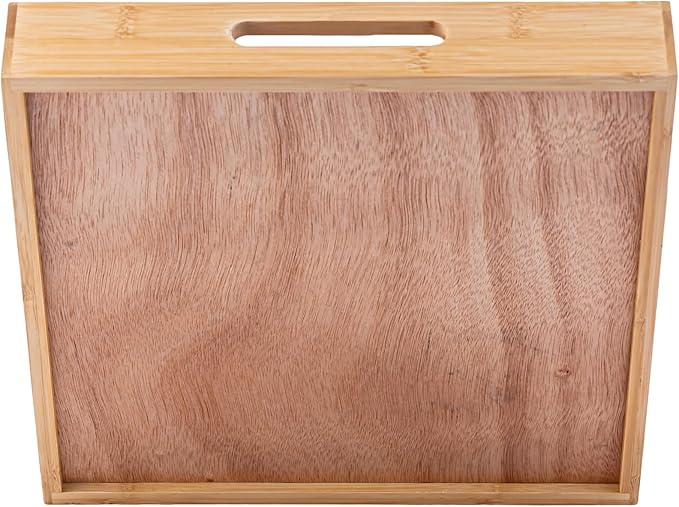 PEMAR 12.2" Square Bamboo Art Decor Tray with Handle, Food Drink Serving Tray for Breakfast Lap Bed Eating. Pattern Printed on Bamboo. Decorative Catchall Coffee Table Entryway Nightstand (Toucan)