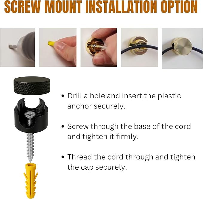 3PCS Cord Holder for Nightstand, Computer Cord Organizer for Desk, Appliance Cord Organizer, Stick-On Cable Clip for Charger, Laptop, USB, Headphones, Wire Management Set