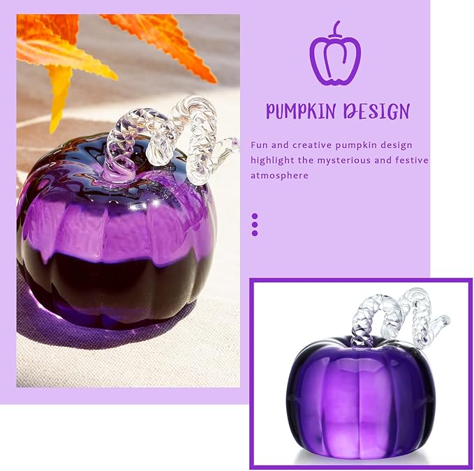 H&D HYALINE & DORA Crystal Pumpkin Figurine, Glass Pumpkin Sculpture Collectible Thanks Giving Decor, Desktop Decoration Glass Pumpkin for Thanksgiving Halloween Home Garden Party Decor