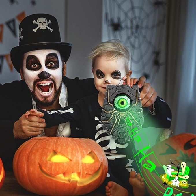 Halloween Doorbell, Animated Eyeball Halloween Decor with Spooky Sounds, Trick or Treat Event for Kids, Haunted House Party Prop Decoration (Silver)