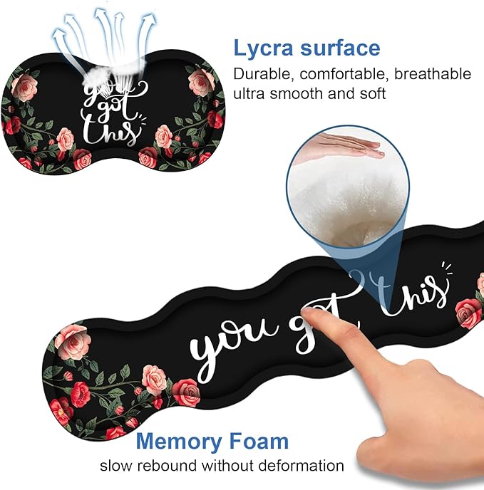 4 in 1 Ergonomic Memory Foam Mouse Pad Wrist Rest Set, Large XXL Gaming Desk Pad + Keyboard Wrist Rest + Mouse Wrist Cushion + Coaster for Home Office Study Gaming, You Got This Inspirational Quote
