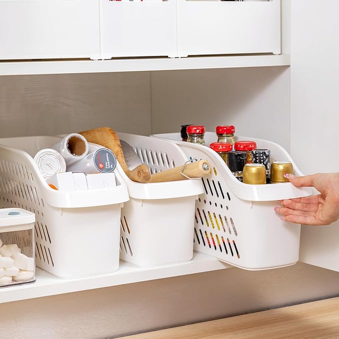 3 Pack Under Sink Organizer with Wheels Pull Out Kitchen Bathroom Cabinet Organizers and Storage Multi-purpose Plastic Organizer Baskets for Cleaning Supplies, Bottles