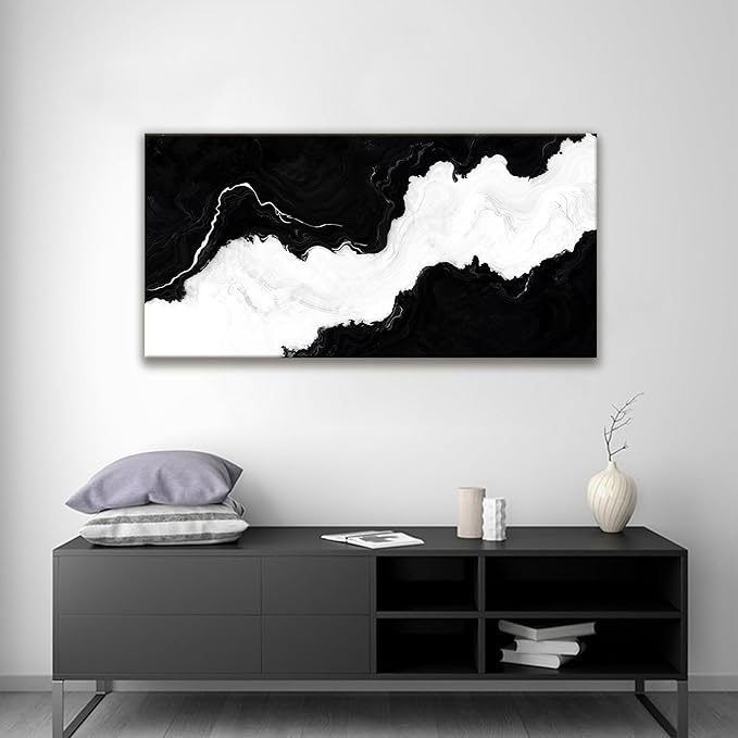 Abstract Wall Art For Living Room Black And White Wall Art Modern Canvas Art Wall Decor Paintings Abstract Artwork Print Picture For Bedroom Office Can Be Hung 24 × 48 Inch