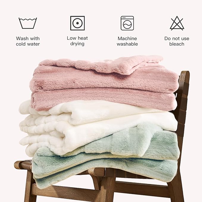 NEXHOME PRO Faux Fur Throw Blanket Pink, Luxury Soft Decorative Cozy Plush Long Shaggy Fluffy Blanket for Sofa Couch Bed Living Room, Reversible Puffy Thick Warm Blanket for Winter, 60"X80"