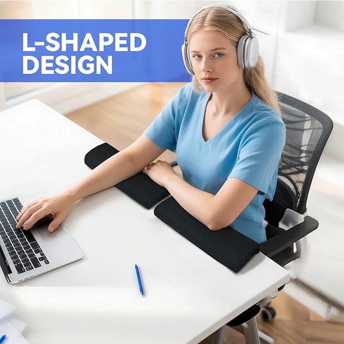 L-Shaped Desk Edge Cushion Desk Elbow Pad with High Density Foam Ergonomic Anti-Slip Wrist Support Desk Arm Rest Pad for Office Typing Gaming 11.8 * 3.9 * 1.5 Inch