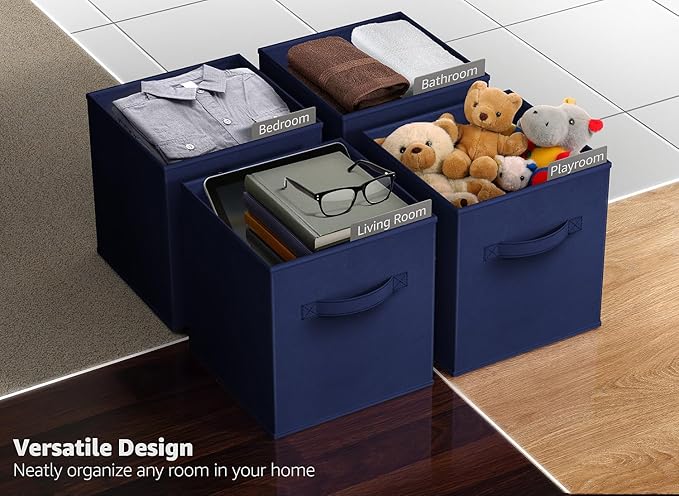 Sorbus Fabric Storage Cubes - 6 Foldable Storage Bins for Organizing Pantry, Cubbies, Toy Box - Clothes Storage & Closet Organizer - 13 Inch Collapsible Cube Baskets for Shelves with Handle