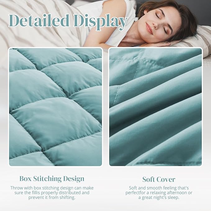 Peace nest Down Throw Blankets for Couch 50x70 Down Blanket for Indoor and Outdoor Throw Blanket use Soft Lightweight Throw Blanket Turquoise