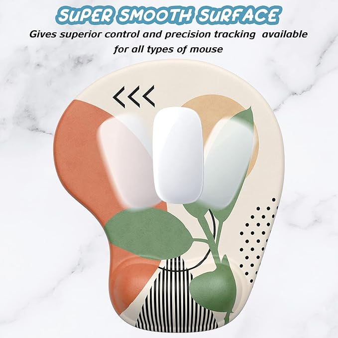 Hsurbtra Ergonomic Mouse Pad with Wrist Rest Support, Gel Mouse Pads with Non-Slip PU Base, Pain Relief Memory Foam Computer Mat, Cute Office Supplies Desk Decro Accessories, Green