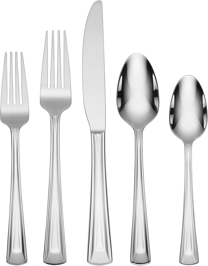 Oneida Cella 42 Piece Everyday Flatware, Service for 8, 18/0 Stainless Steel, Silverware Set