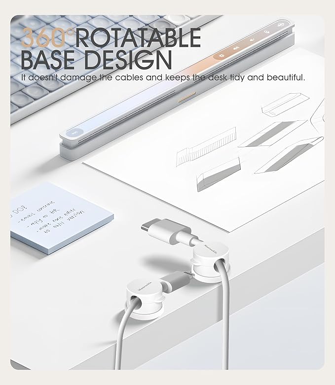 9 Pack Spring Cord Organizer Cable Clips [Locking Cable Rotatable], 2025 Latest Nearockle Phone Charging Cord Holder Cable Management for Car, Nightstand, Office Desk Accessories (White)