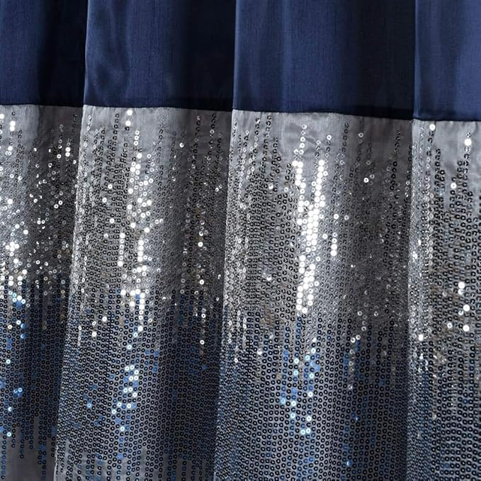 Lush Decor - Shower Curtain, Sparkly Color Block, Sequin Design, Modern Glam Bathroom Decor (Night Sky, 72" x 72")
