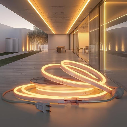 110v LED Rope Light,Dimmable 16.4ft LED Neon,Commercial Neon Strip Light Outdoor Waterproof,ETL Listed 2500K Warm White LED Neon Lights for Room,Building,Celebration