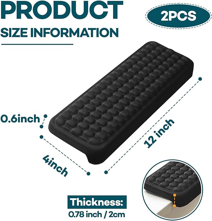 2PCS Desk Elbow Pad, Ergonomic L-Shape Office Elbow Support Pads with Non-Slip Rubber Base & High-Density Foam, Anti-Slip Desk Edge Cushion for Typing, Gaming, and Office Work(Black)