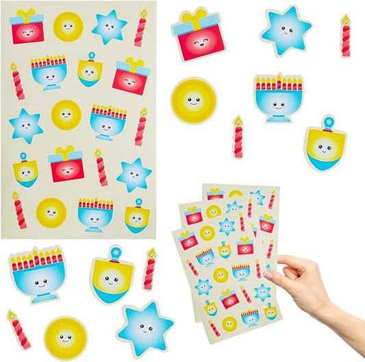 The Dreidel Company Hanukkah Stickers Sticker Pieces, Great for Arts and Crafts, Hanukkah Decoration, Party Favors, 240 Stickers (Style 3)