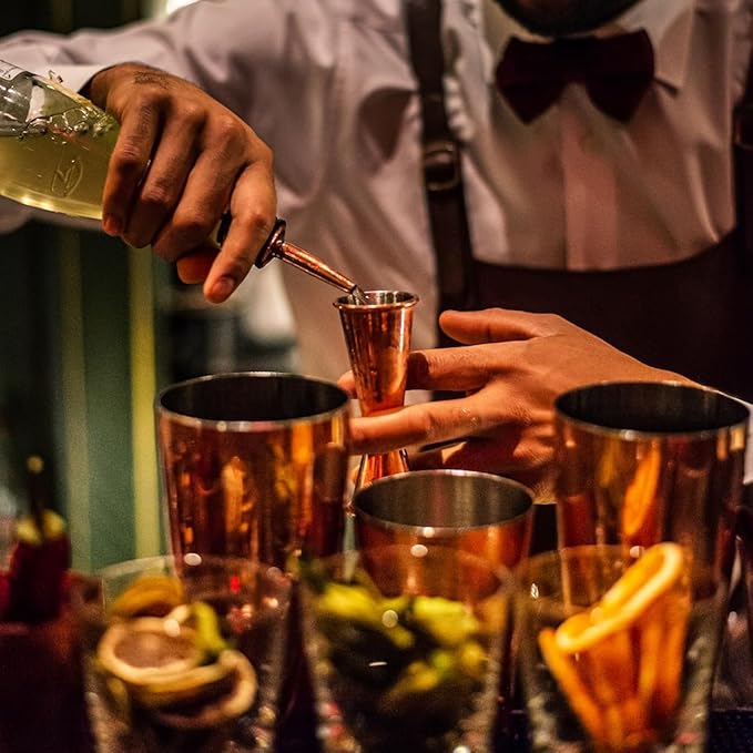 Bartender Kit Bag, 17-Piece Copper Bar Tool Set Cocktail Shaker Set with All Practical Bar Accessories, Portable Travel Cocktail Set with Shoulder Strap for Bartenders, Parties, Camping Trips