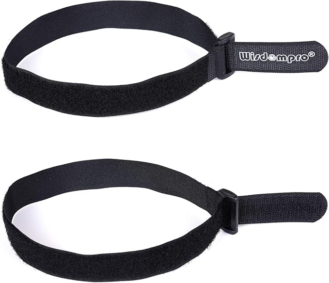 12 Pack 1 x 18 Inches Hook and Loop Reusable Fastening Cable Tie Down Straps by Wisdompro - Reusable, Durable Functional Cinch Strap to Keep Your Home, Office, Workspace from Tangled Messes of Cords