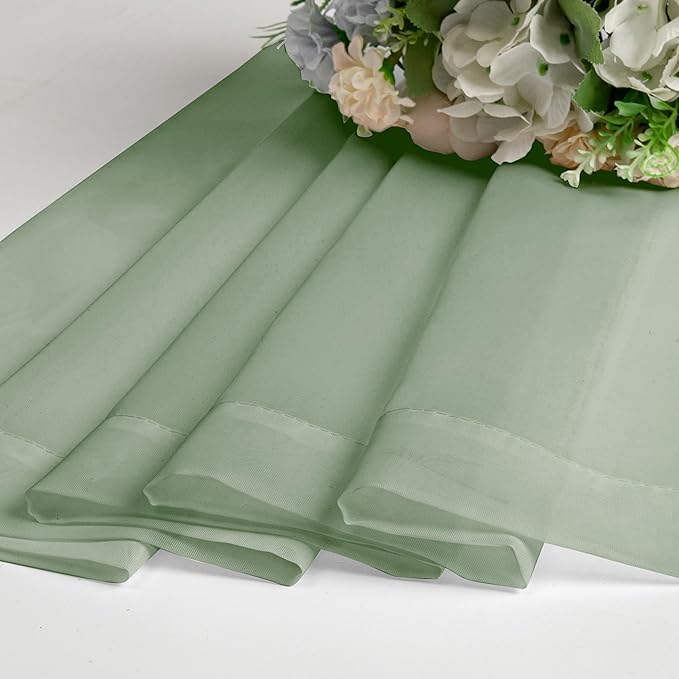 Aiyufeng Sage Green Sheer Curtains 63 inch Length 2 Panels Set for Farmhouse Kitchen Room, Elegant Light Filtering Voile Window Treatments, Each is 40W x 63L Inches