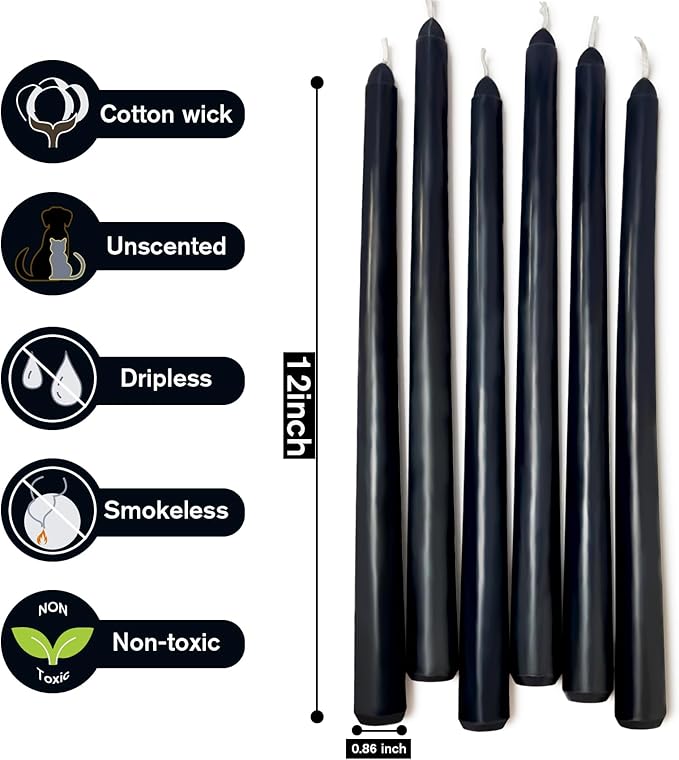 Long Taper Candles 6 Pcs Unscented Taper Candlesticks for Dinner Home Decor Kitchen Wedding Birthday Party Decorations