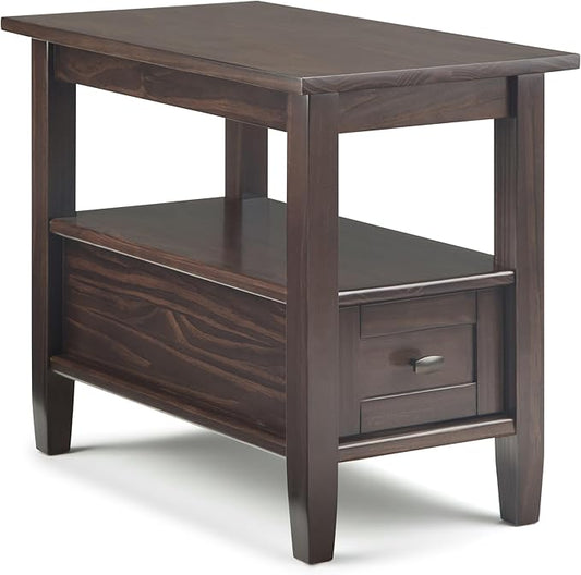 SIMPLIHOME Warm Shaker SOLID WOOD 14 inch Wide Rectangle Transitional Narrow Side Table in Tobacco Brown for the Living Room and Bedroom