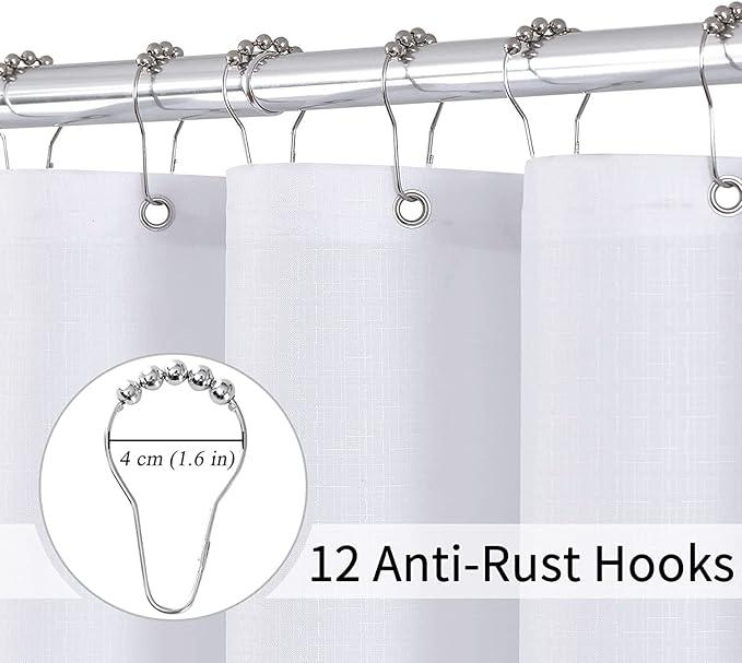 Black and Gray Ombre Shower Curtain Luxury Hotel Design for Bathroom, Black Linen Textured Men Bathroom Shower Curtain Set, 72x72 inch