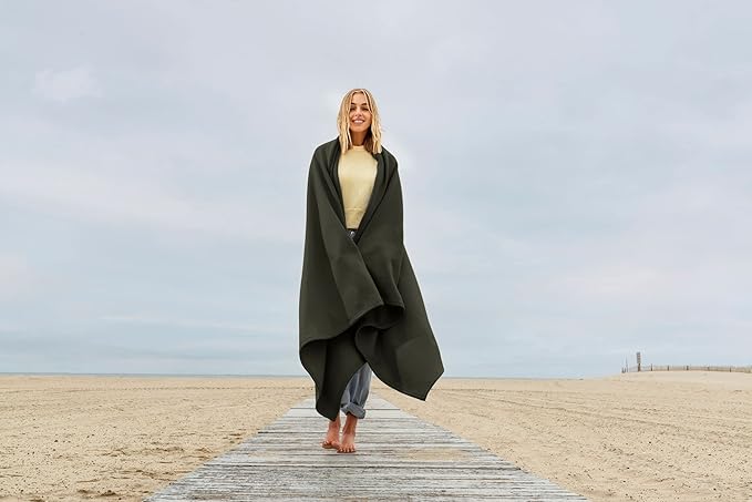 MV Sport Lightweight Sweatshirt Blanket Throw – Warm & Cozy, Breathable Oversized Fleece Knit, Couch, Bed, Travel, Cold Nights, and Outdoors – Soft Light Weight Blanket 54" x 84" Dusty Olive