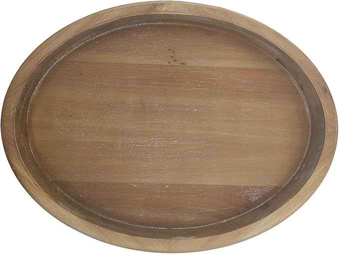 Carah & Cossh Oval Wooden Tray, Modern Decorative Tray 16''x12'', Oval Farmhouse Rustic Serving Tray, Table Centre Tray, Perfect for Storage and Display (Brown)