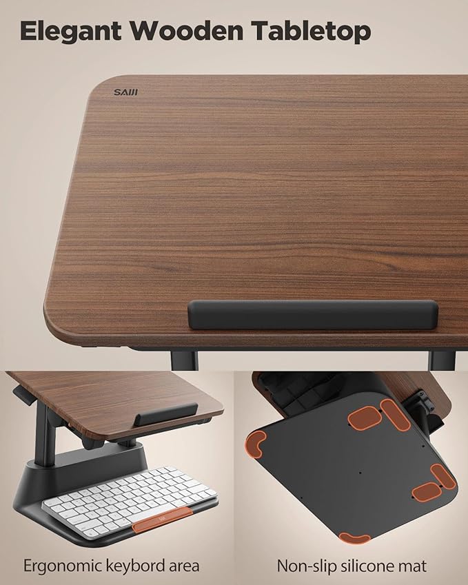 SAIJI Laptop Stand for Desk, Stable Standing Laptop Riser with Foldable Mouse Pad, Standing Computer Stand with 4 Adjustable Height Up to 20.47", Tall Stand Fit All Laptops Under 17.3"