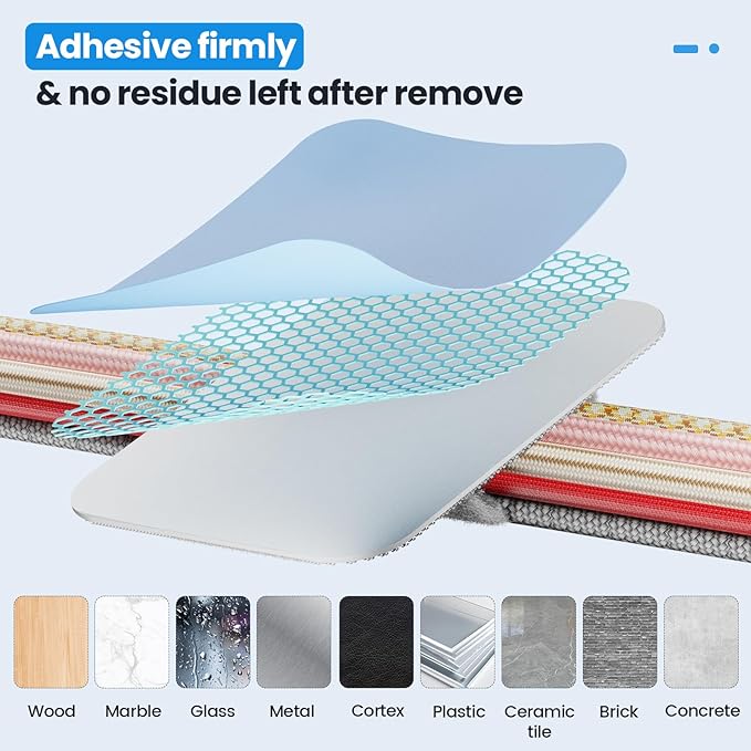 Cable Management Under Desk, 【Up to 15 Cord】【Enhanced Wire Holder】 Reusable Cord Organizer Holder, Adjustable Hook and Loop Cable Ties, Wire Clips Under Table Hider, 20 Pair(Grey)