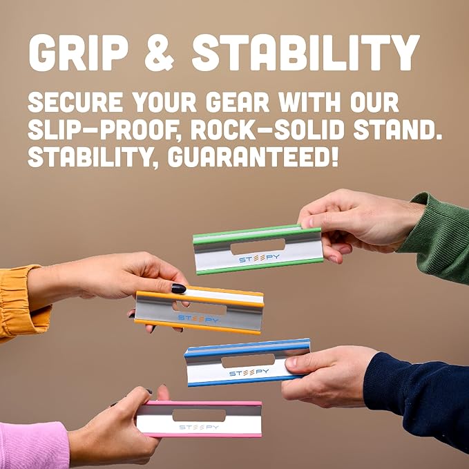 Steepy Low Profile Laptop Stand 3 Height Adjustable Computer Stand Lightweight Plastic Laptop Riser Laptop Tilt & Angle Wedge (Orange, 10 Pack)