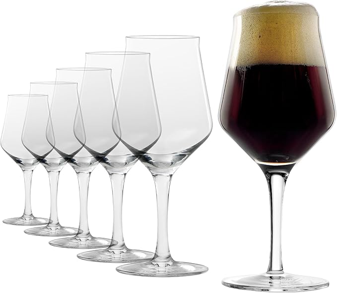 Stölzle Lausitz Craft Beer Glasses Set of 6. Dishwasher Safe Beer Glass Set (14.5 Fl oz). Durable and Stylish Bar Glasses, Premium Gifts for Dads