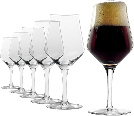 Stölzle Lausitz Craft Beer Glasses Set of 6. Dishwasher Safe Beer Glass Set (14.5 Fl oz). Durable and Stylish Bar Glasses, Premium Gifts for Dads