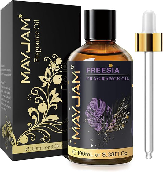 MAYJAM 100ML/3.38FL.OZ Freesia Fragrance Oils with Glass Dropper, Essential Oils for Diffusers for Home, Long Lasting Scented Oils for Diffusers Soap Candle Making