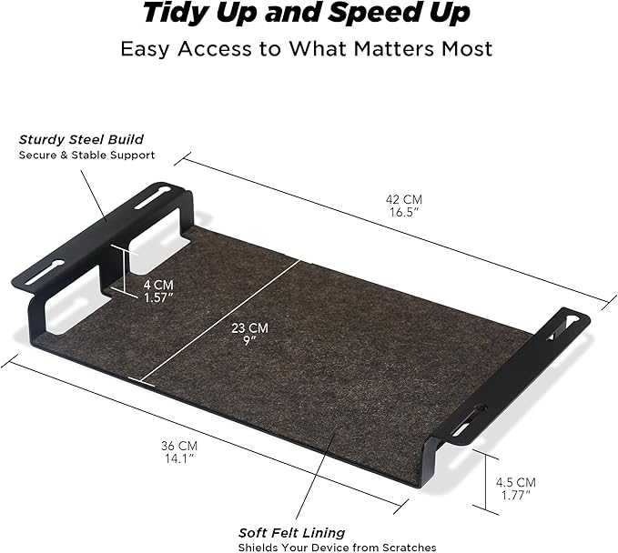 Moodular Add-ons Storage Tray [Accessory Only - Requires Moodular Wooden Monitor Stand Slide Rails for Use] Black MSA-TR