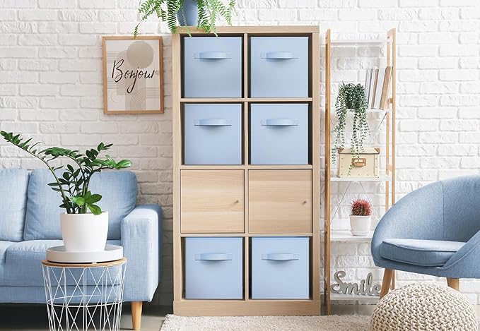 Sorbus Fabric Storage Cubes - 6 Foldable Storage Bins for Organizing Pantry, Cubbies, Toy Box - Clothes Storage & Closet Organizer - 13 Inch Collapsible Cube Baskets for Shelves with Handle