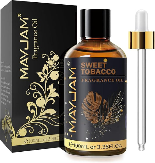 MAYJAM 100ML/3.38FL.OZ Sweet Tobacco Fragrance Oils with Glass Dropper, Essential Oils for Diffusers for Home, Long Lasting Scented Oils for Diffusers Soap Candle Making
