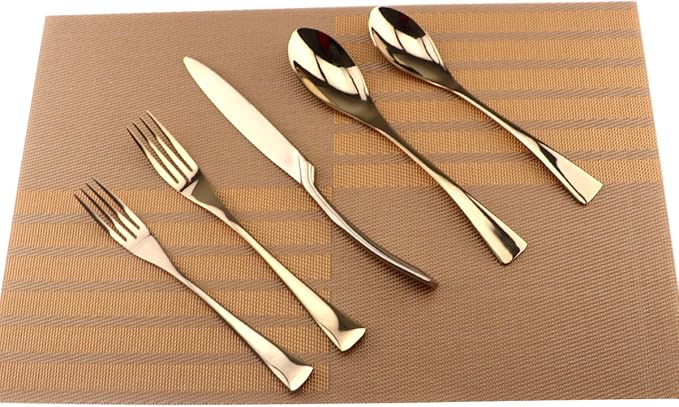 Silversmiths 20 Piece Beacon Flatware Set, Copper Mirror/Rose Gold, Service for 4