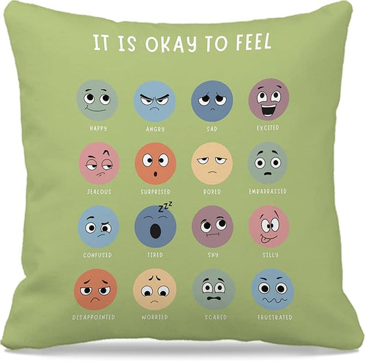 Nogrit Counseling Office Must Haves Pillow Cover, Calming Corner, Mental Health Pillowcase Decor for Home Kids,Mental Health Counselor Gifts, Calming Corner Pillow Covers 18x18 Grass Green