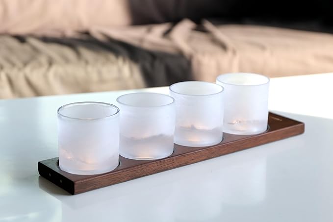 LIITON American Peaks Heavy Crystal Whiskey Glasses Gift Set of 4, Thick Freezable Bourbon Glass 1lb Each, Premium Whiskey Gifts for Men, Frozen Crystal Chills Cocktails, 10 oz